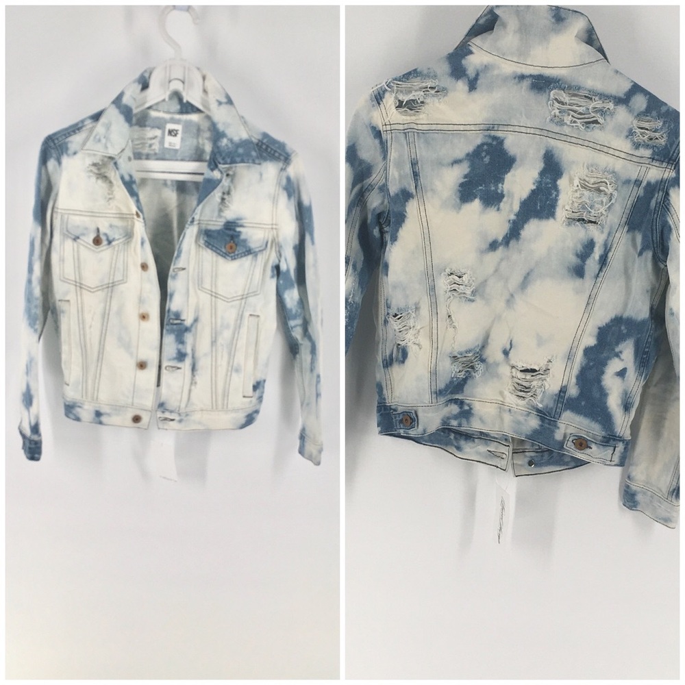 Women's Blue and White Denim Jacket